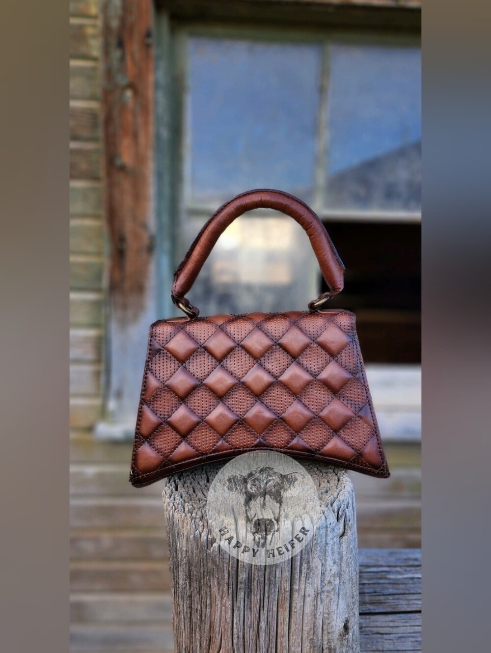 Western Brown Quilted Handbag